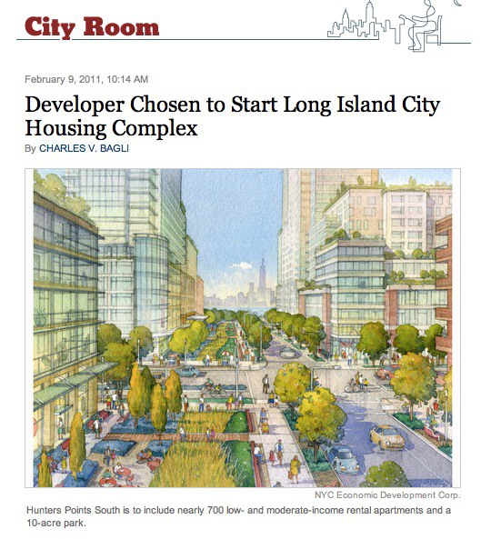 New York Times Bloomberg Unveils Hunters Point South Plans